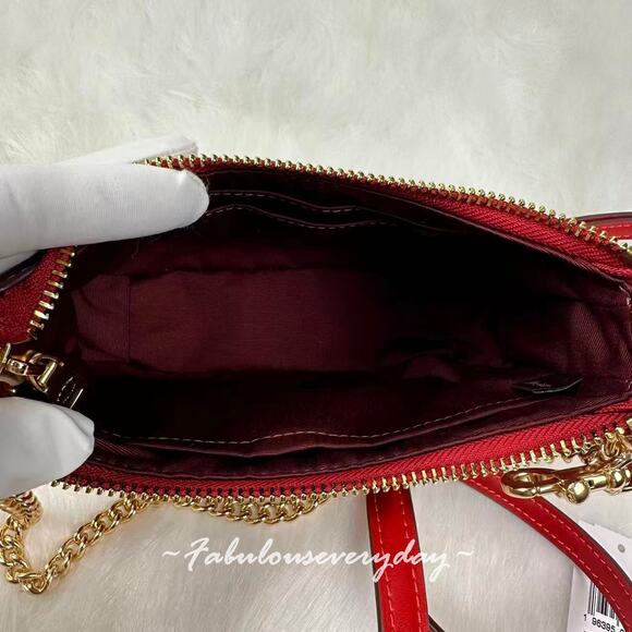 Coach Teri Mini Crossbody/Shoulder Bag In Signature Canvas In Bold Red CW323 NWT - Picture 8 of 8